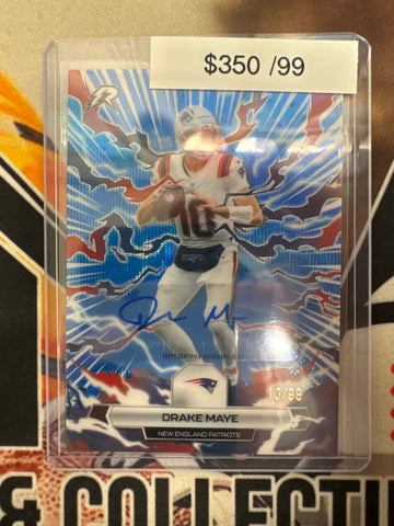 2026 Topps Resurgence NFL Drake Maye Autograph Blue Hyper Refractor /99