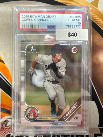 2019 Bowman Draft MLB Corbin Carroll 1st Bowman Paper PSA 10
