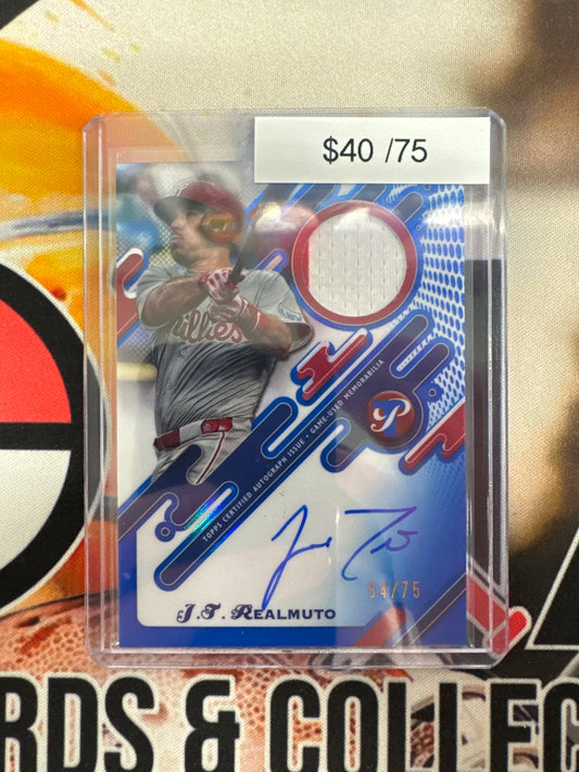 2025 Topps Pristine MLB J.T. Realmuto Pristine Pieces Autograph Blue Refractor /75