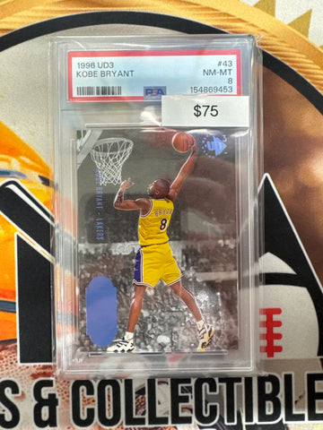 1996 Upper Deck 3 Basketball Kobe Bryant Rookie PSA 8