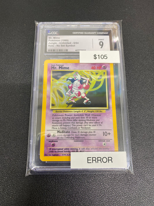 Pokémon Mr. Mime Jungle Holo Error 6/64 CGC 9