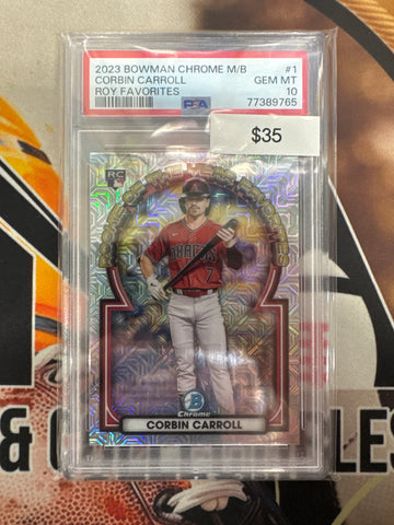 2023 Bowman Chrome Mega Box Corbin Carroll Rookie Of The Year Favorites PSA 10