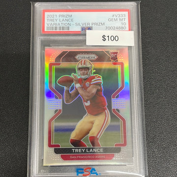 2021 NFL Trey Lance Prizm Variation Silver Rookie PSA 10