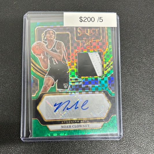 2023-24 NBA Select Noah Clowney Green Checkerboard Rookie Patch Auto /5