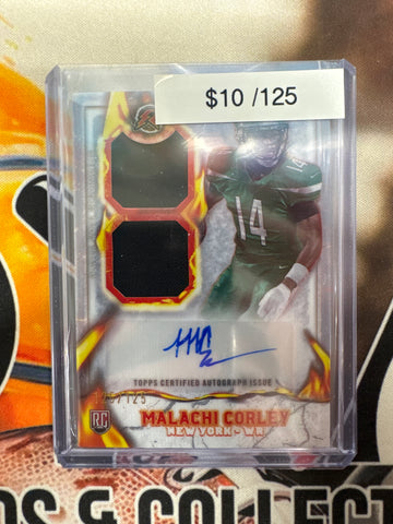 2025 Topps Resurgence NFL Malachi Corley Rookie Dual Patch Autograph Refractor /125