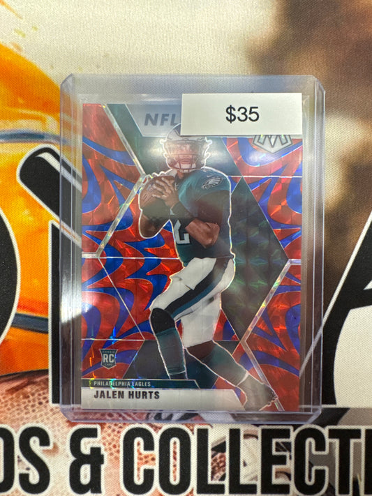 2020 Panini Mosaic NFL Jalen Hurts Rookie NFL Debut Reactive Blue