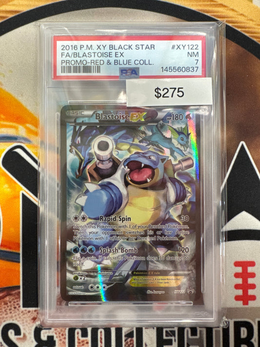 2016 Pokemon XY Black Star Full Art Blastoise EX XY122 Promo Red & Blue Collection PSA 7