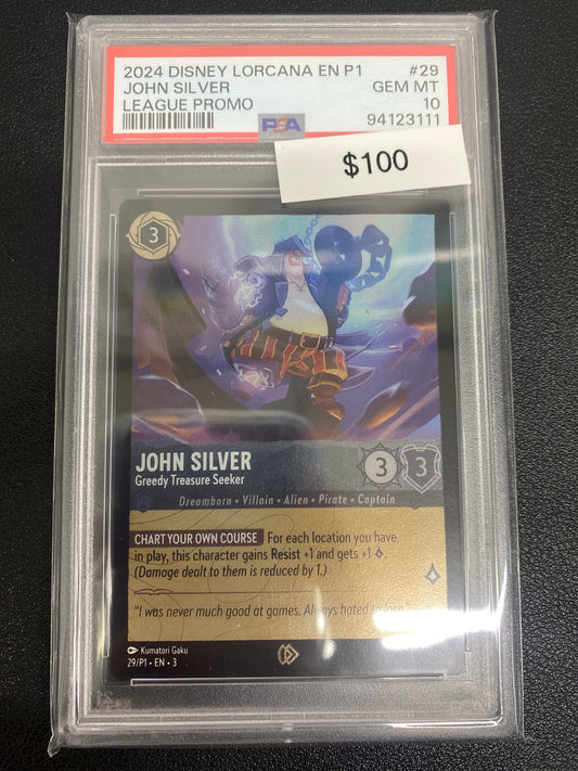 Disney Lorcana P1 League Promo John Silver PSA 10