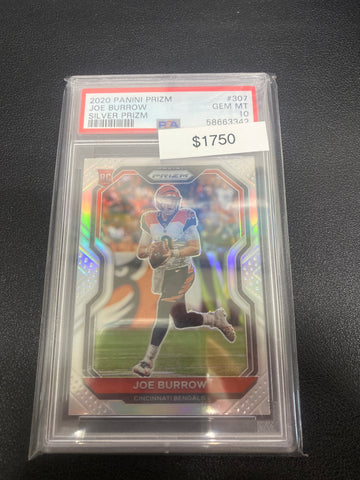 2020 Panini Prizm Joe Burrow Rookie Silver Prizm PSA 10