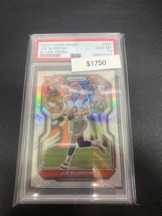 2020 Panini Prizm Joe Burrow Rookie Silver Prizm PSA 10