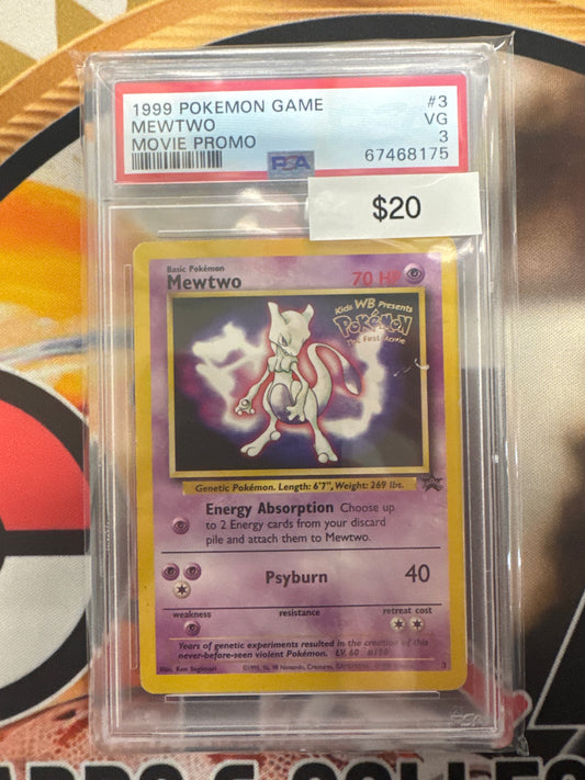 1999 Pokémon Game Mewtwo Movie Promo 3 PSA 7