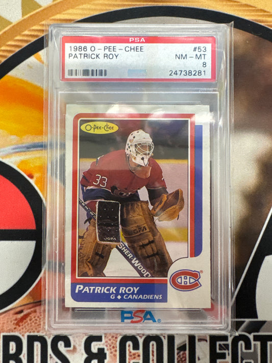 1986 O-Pee-Chee NHL Patrick Roy PSA 8