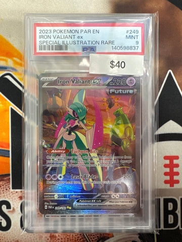 2023 Pokémon Paradox Rift Iron Valiant Ex 249/182 Special Illustration Rare PSA 9