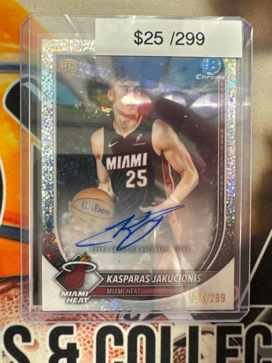 2025-26 Topps Bowman Basketball Kasparas Jakucionis Rookie Autograph Speckle Refractor /299