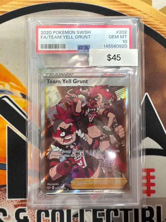 2020 Pokemon SWSH Full Art Team Yell Grunt 202/202 PSA 10
