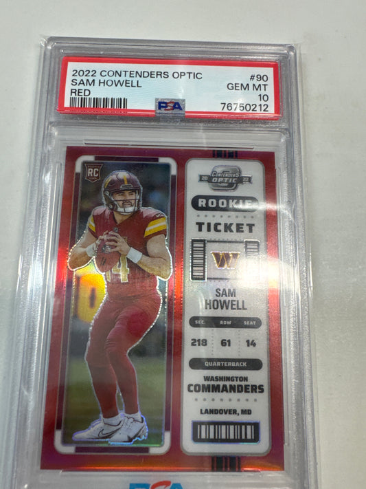 2022 NFL Sam Howell Contenders Optic Red Rookie /175 PSA 10