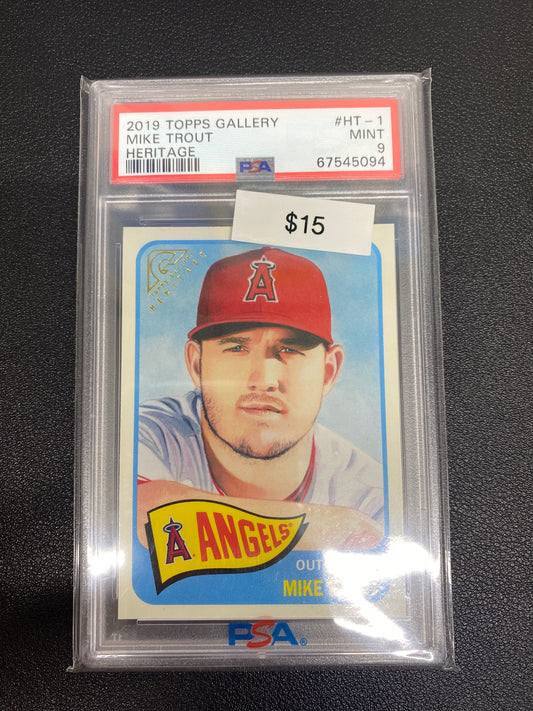 2019 TOPPS Gallery Mike Trout Heritage PSA 9