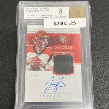 2020 NFL Joe Burrow National Treasures Rookie Glove Signatures /25 BGS 8