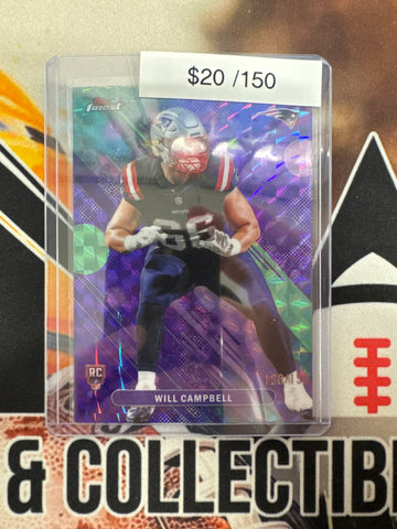 2025 Topps Finest NFL Will Campbell Common Rookie Purple Geometric Refractor /150