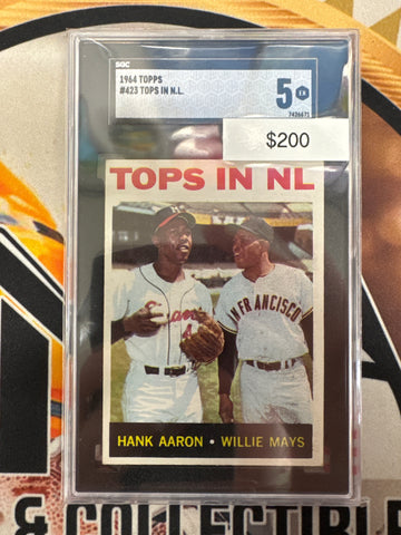 1964 Topps MLB Tops In National League Hank Aaron & Willie Mays SGC 5