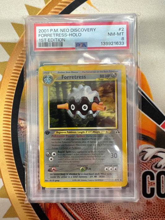 2001 Pokemon Neo Discovery Forretress Holo 1st Edition 2/75 PSA 8