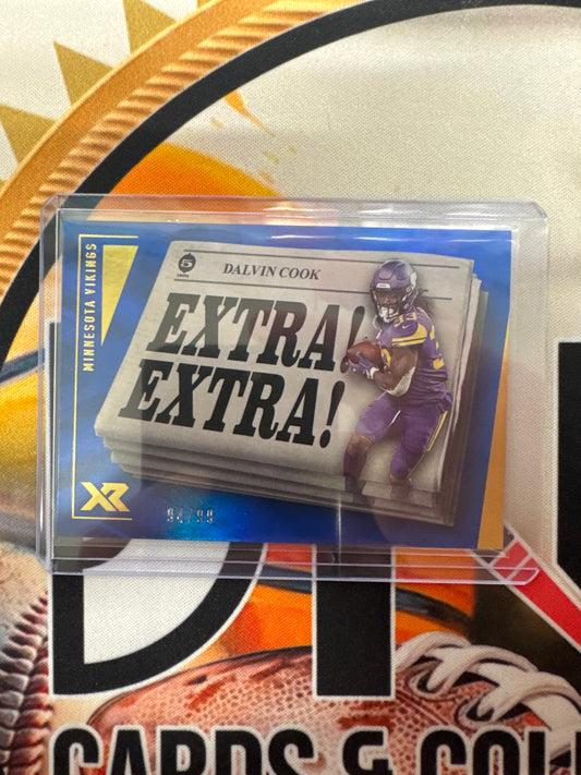 2021 Panini XR Football Dalvin Cook Extra! Extra! Blue Refractor /99