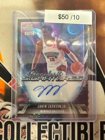 2026 Topps Chrome Cosmic NBA Jaren Jackson Jr. Singularity Signatures Black Cosmic Refractor /10
