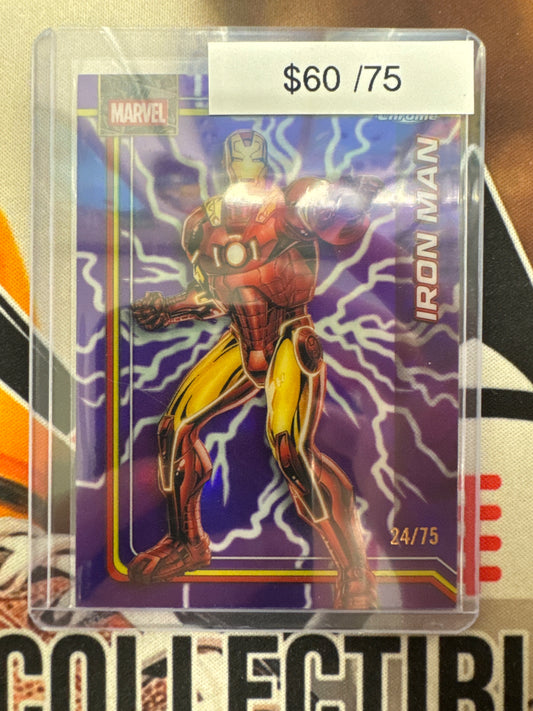 2026 Topps Chrome Marvel Iron Man Storms Purple Lightning Refractor /75