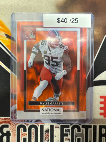 2026 Topps Chrome NFL X The National Myles Garrett Orange Raywave Refractor /25