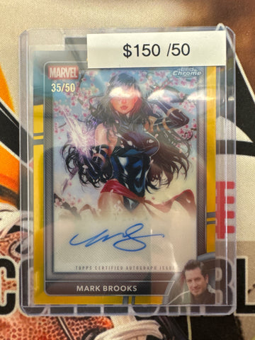 2026 Topps Chrome Marvel Authentic Comic Book Artist Autograph Mark Brooks Astonishing X-Men #1 Variant Gold Refractor /50