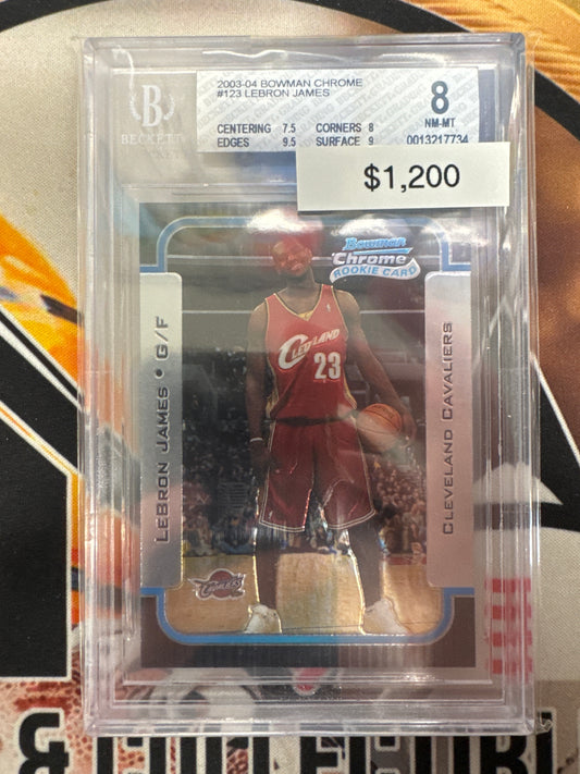 2003-04 Topps Bowman Chrome Basketball LeBron James Rookie BGS 8
