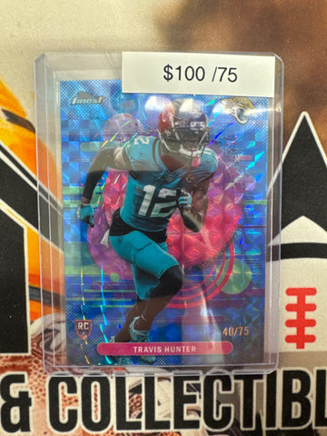 2025 Topps Finest NFL Travis Hunter Rookie Uncommon Blue Geometric Refractor /75