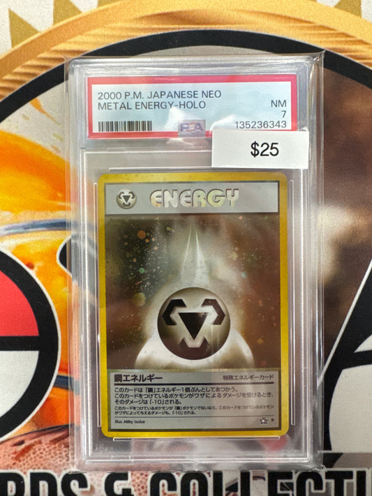 2000 Pokemon Japanese Neo Metal Energy Holo PSA 7