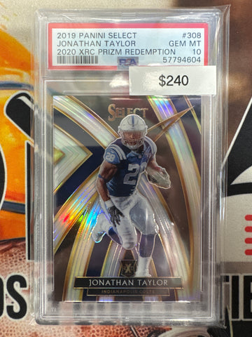 2019 Panini Select NFL Jonathan Taylor 2020 XRC Silver Prizm Redemption PSA 10