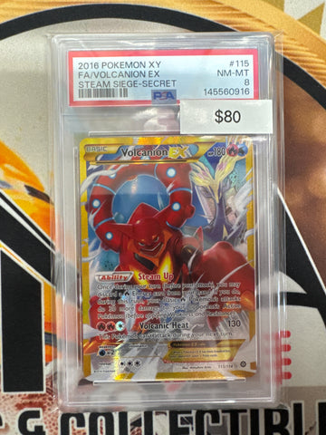 Pokemon Volcanion EX 115/114 Steam Siege PSA 8