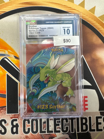 2000 Topps Pokemon Series 3 Scyther PC9 Clear Card CGC 10