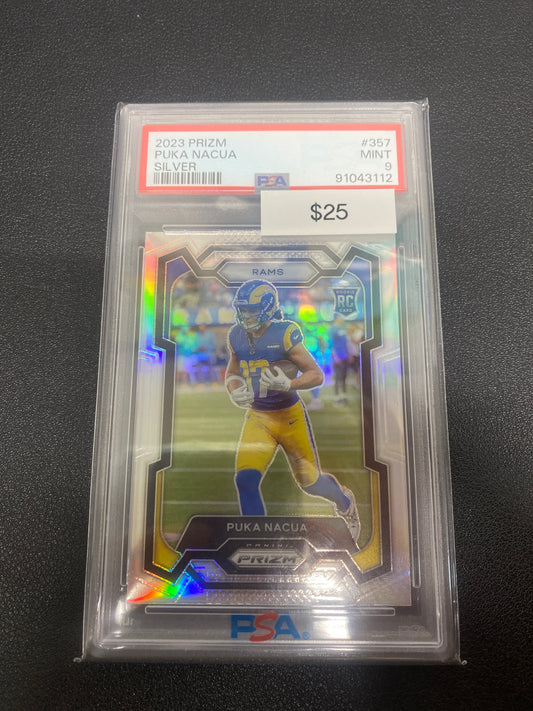 2023 Panini Prizm Football Puka Nacua Silver Prizm Rookie PSA 9