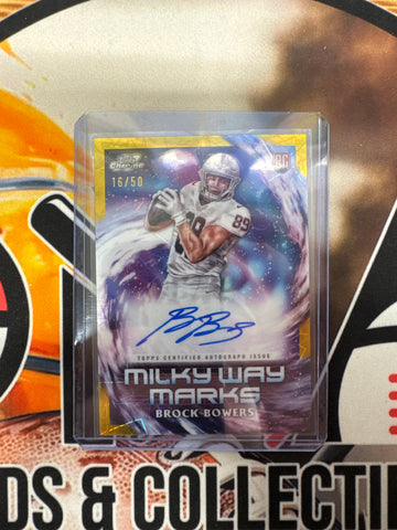 2024 Topps Chrome Cosmic NFL Brock Bowers Rookie Milky Way Marks Autograph Gold Lazer /50