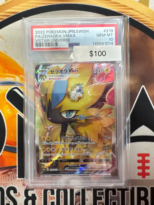 2022 Pokemon Japanese SWSH Full Art Zeraora Vmax 219/172 Vstar Universe PSA 10
