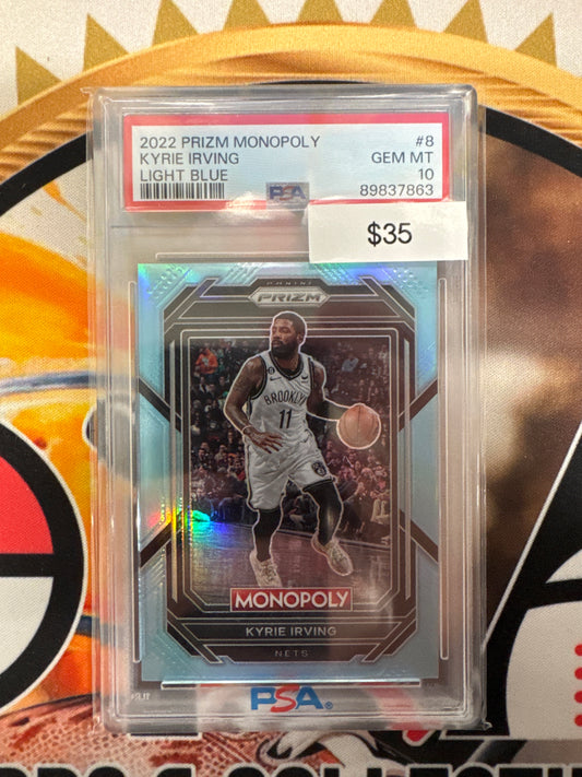 2022 Panini Prizm Monopoly NBA Kyrie Irving Light Blue /199 PSA 10