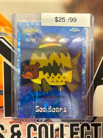 2025 Topps Chrome Spongebob Sea Bears Blue Bubble Raywave Refractor /99