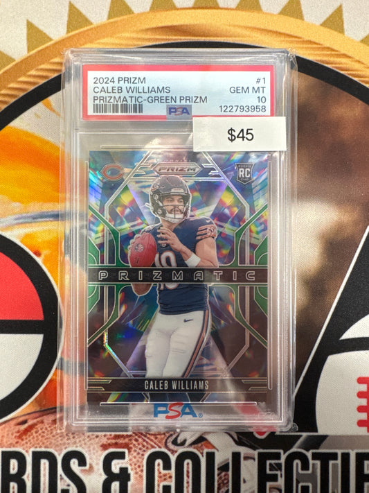 2024 Panini Prizm NFL Caleb Williams Rookie Prizmatic Green Prizm PSA 10