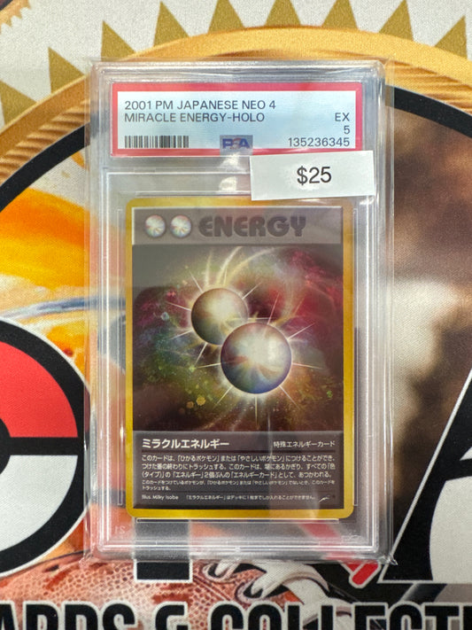 2001 Pokemon Japanese Neo 4 Miracle Energy Holo PSA 5