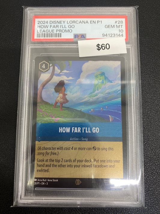 Disney Lorcana P1 League Promo How Far I’ll Go PSA 10