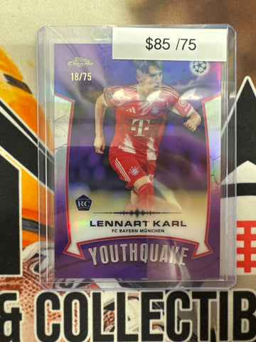 2025 Topps Chrome Champions League Lennart Karl Rookie Youthquake Purple Refractor /75