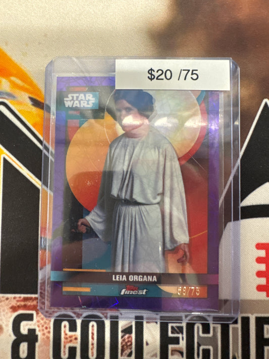 Topps Finest Star Wars Leia Organa Purple Lazer Refractor /75