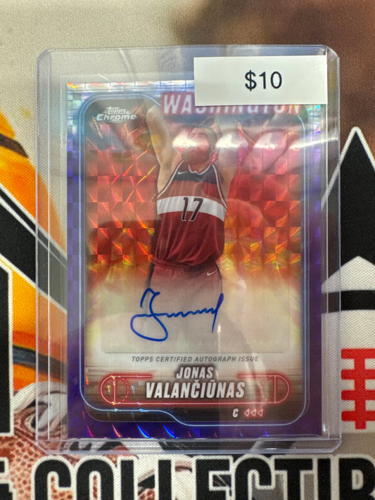 2024-25 Topps Chrome Basketball Jonas Valanciunas Autograph Purple Geometric Refractor