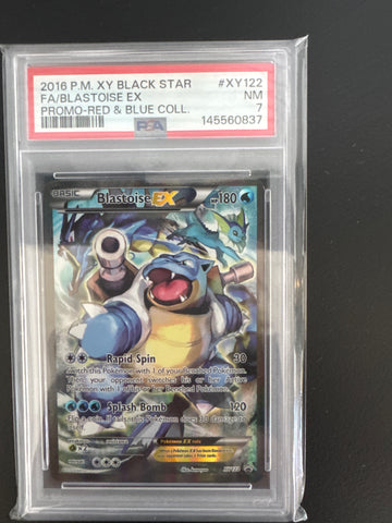 2016 Pokemon XY Black Star Full Art Blastoise EX XY122 Promo Red & Blue Collection PSA 7