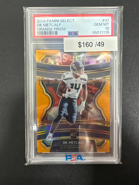 2019 Panini Select NFL DK Metcalf Rookie Orange Prizm /49 PSA 10