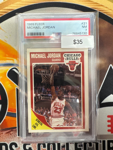 1989 Fleer NBA Michael Jordan Scoring Average Leader PSA 7